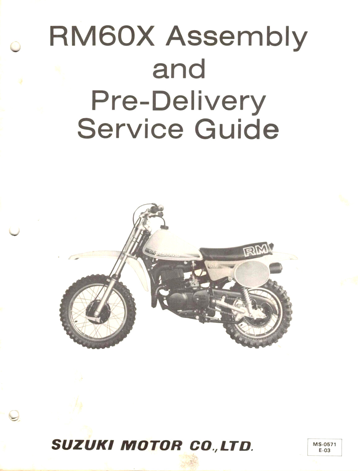 Genuine Suzuki Assembly and Pre-Delivery Service Guide/Manual RM60 1981