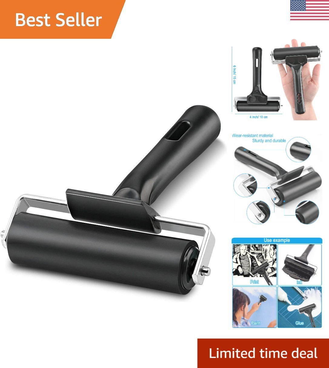 4-Inch Solid Rubber Tool for Anti Skid Tape, Inking & Stamping - Durable Design