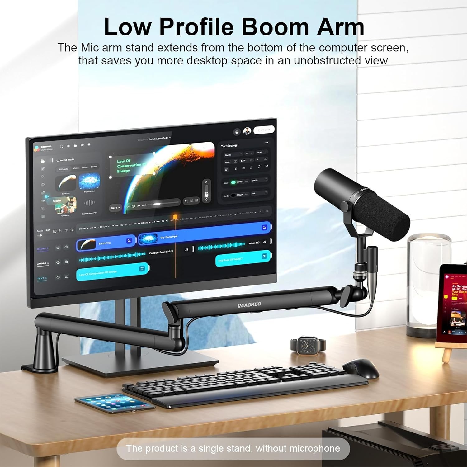 Adjustable Microphone Boom Arm for Blue Yeti HyperX Elgato Wave