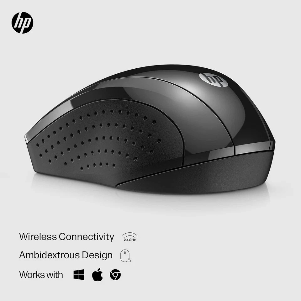HP - X3000 G3 Wireless Optical Ambidextrous Mouse - Wireless - Jet Black