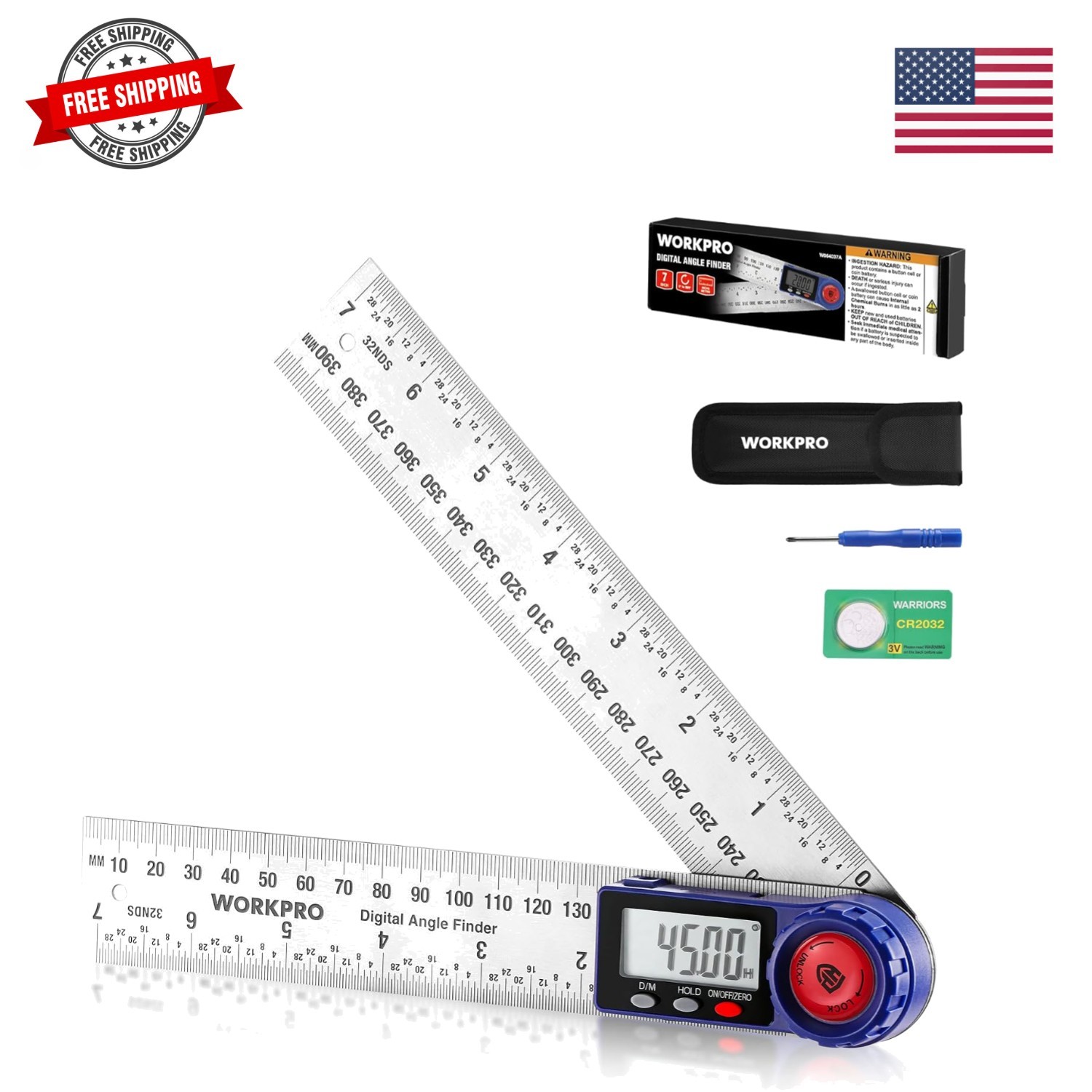 Digital Angle Finder, 7-Inch / 200 mm Stainless Steel Angle Finder Tool with ...