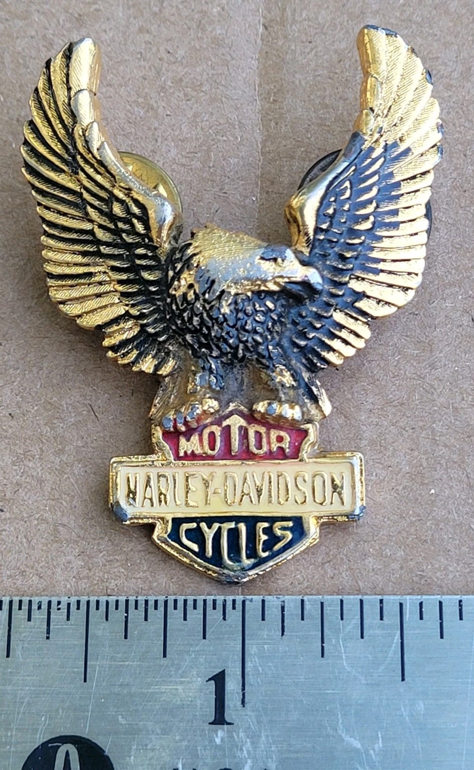 Vintage Hard To Find Harley Eagle Wings Up Emblem Gold & Black VNC