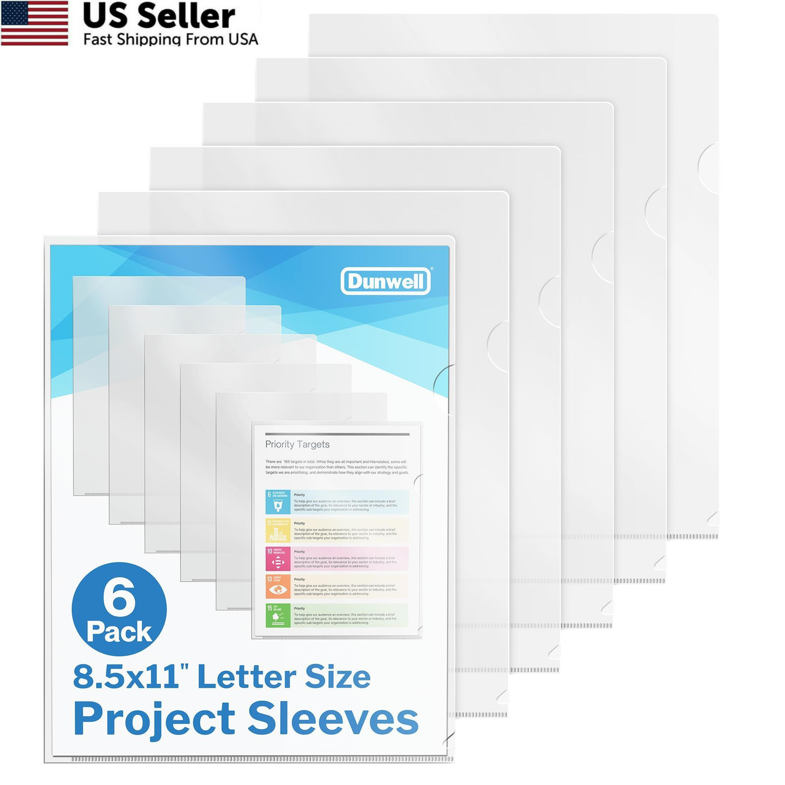 Dunwell Clear Folders for Documents, Plastic 8.5x11 File 8.5x11",