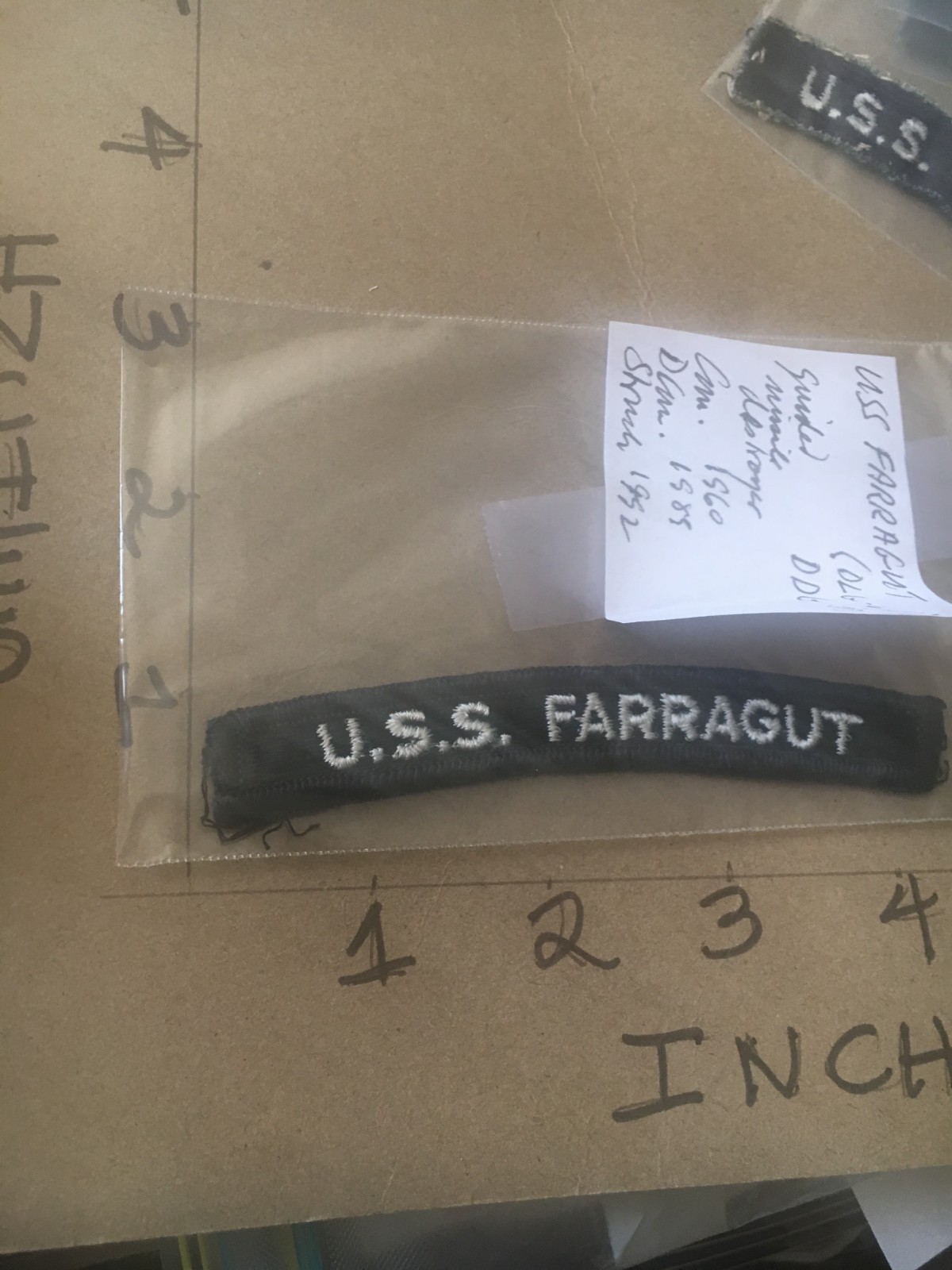 US NAVY SHOULDER STRIP TAB *** rocker *** Patch USS Farragut