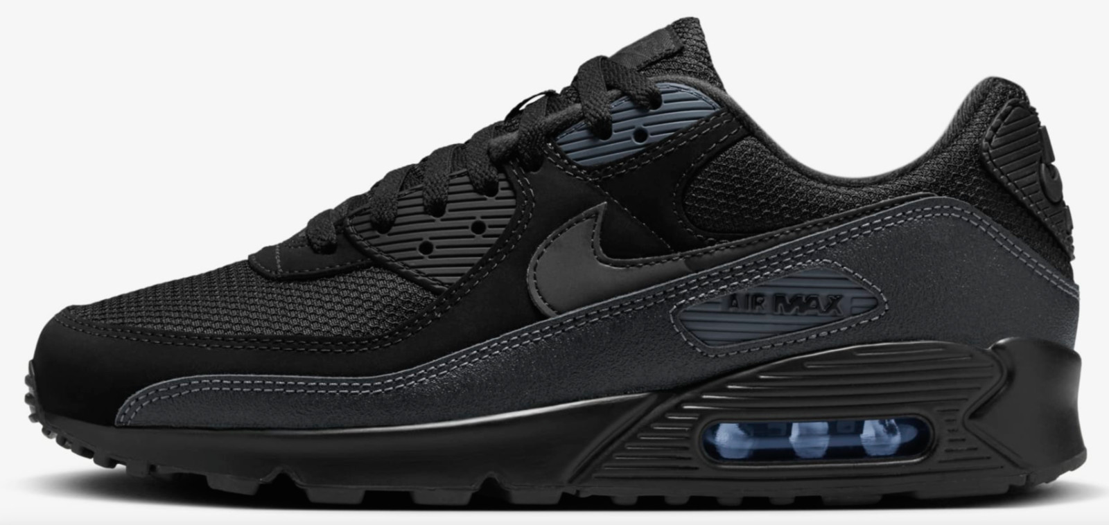 New NIKE Air Max 90 Reflective Men's Athletic Sneakers triple black all sizes