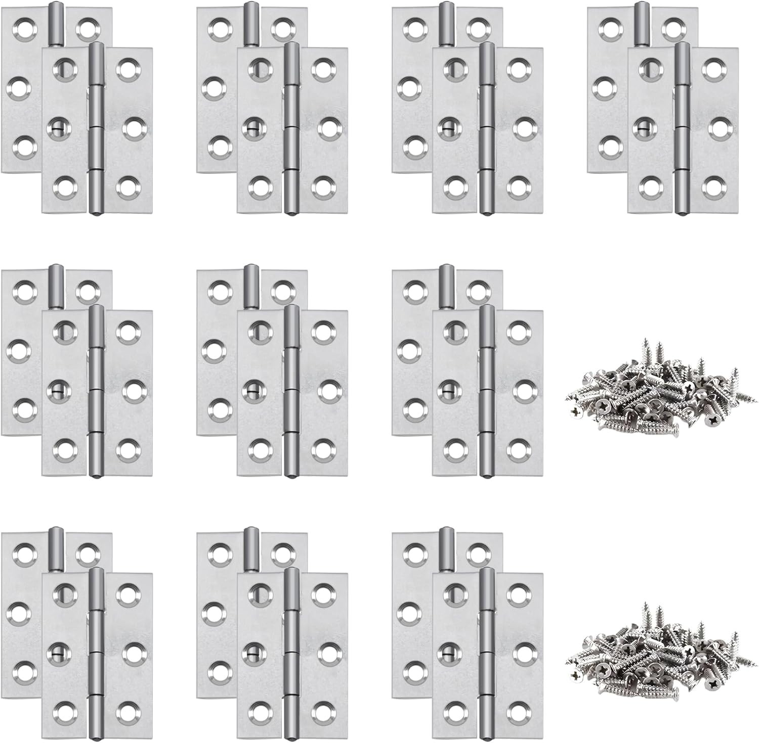 20pcs 2 Inch Butt Hinges Stainless Steel Cabinet Hinges Small Door Hinges Window