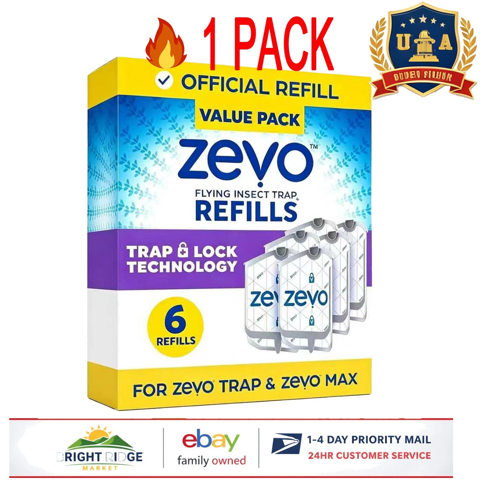NEW Zevo Flying Insect Trap Refill Cartridges  (6 Refill Cartridges)