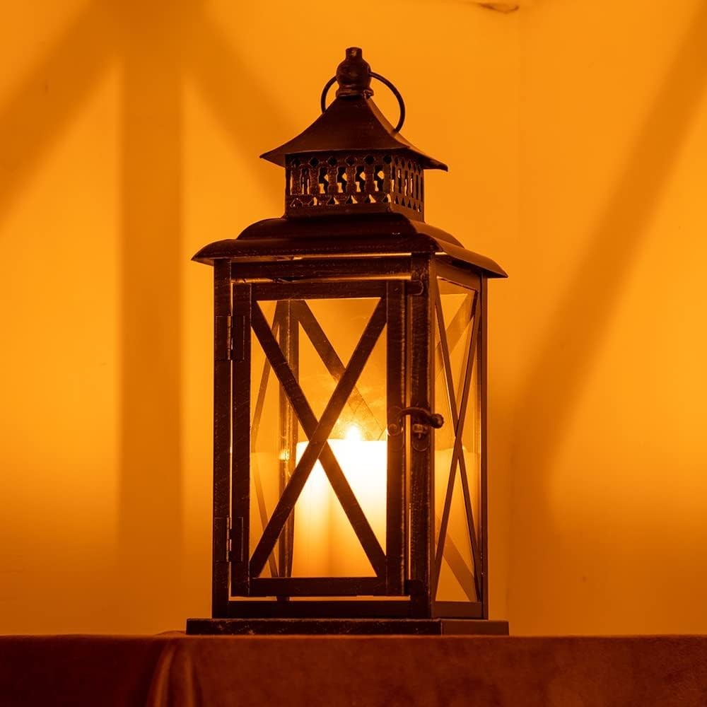 Lantern Decorative Indoor & Outdoor, Large Hanging Candle Lanterns Home Decor...