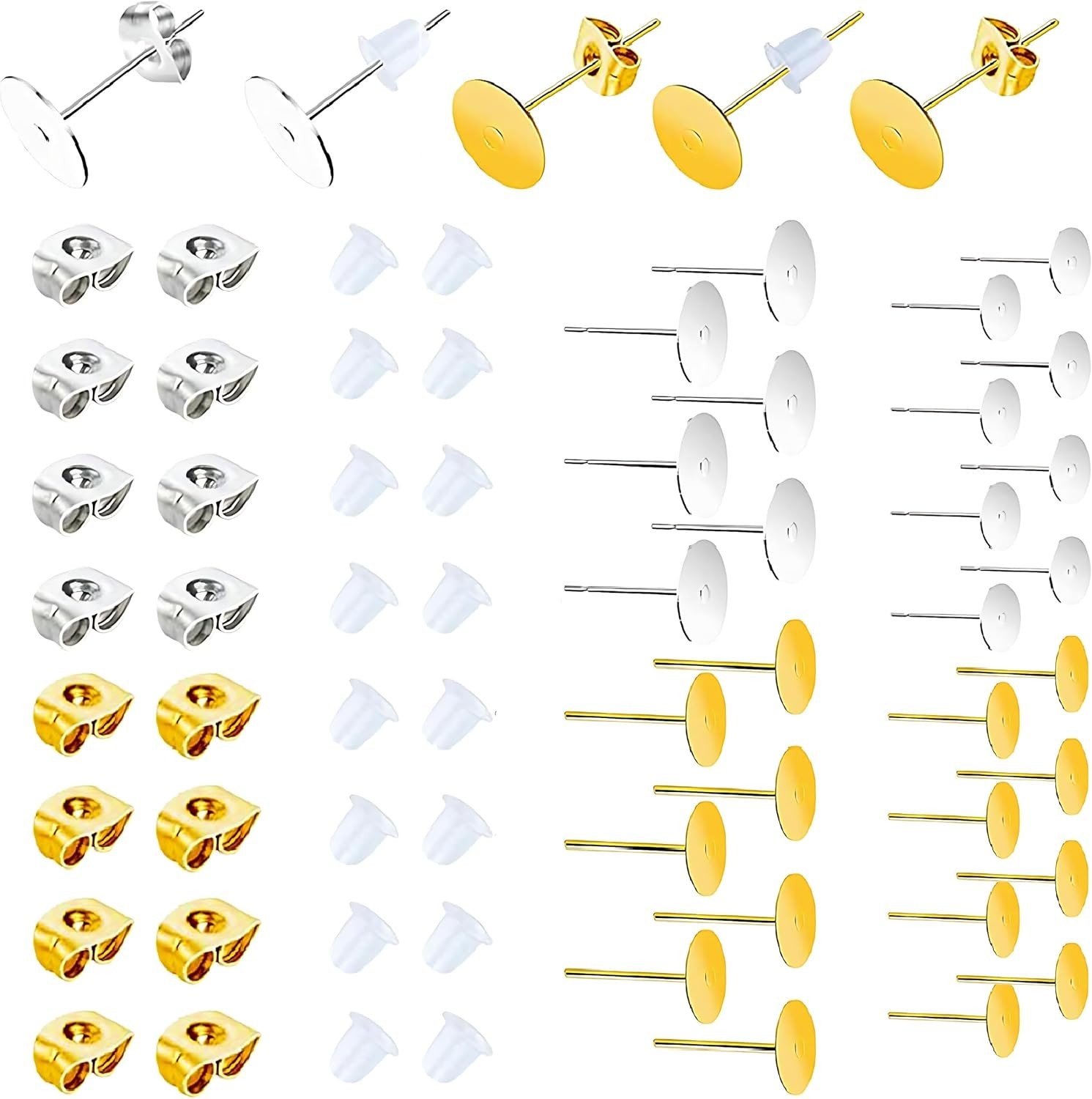 Versatile 450PCS Earring Posts and Backs Set - Hypoallergenic for Sensitive Ears