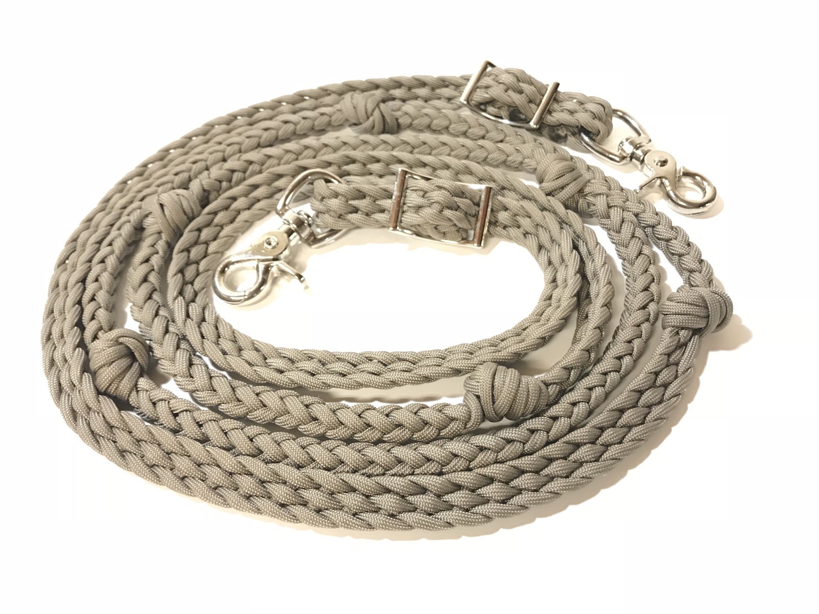 Barrel Reins With Grip Knots Tan paracord reins