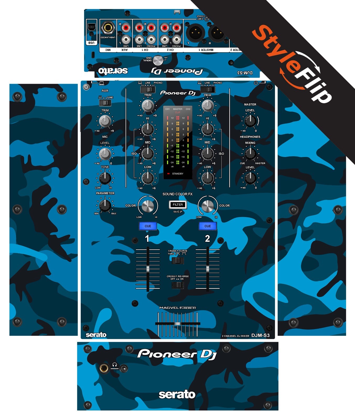 Pioneer DJM-S3 Skin | Blue Camo | Protective Decal | StyleFlip Skins