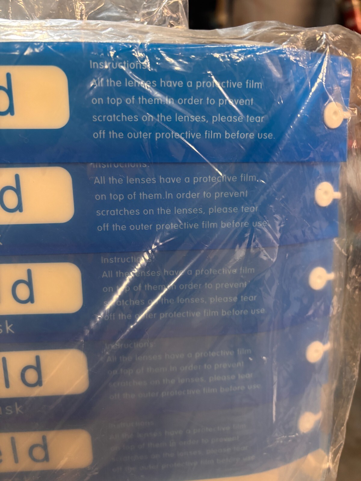 3 Ten-Pack Protective Face Shield Clear (30 Masks) (New In Original Packaging)