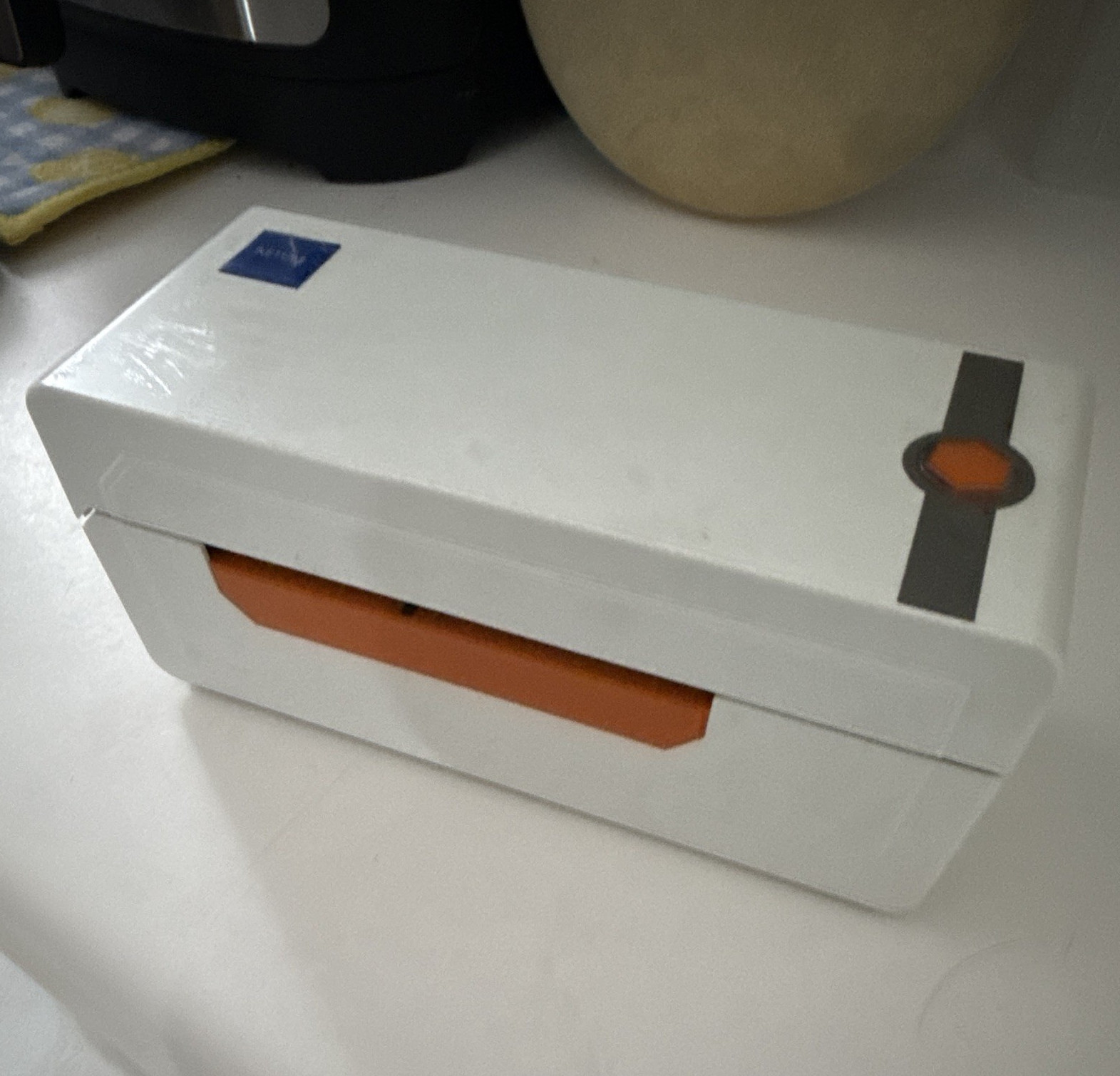 NETUM POS Label Printer, White/Orange, Includes Power Adapter and Printer Unit