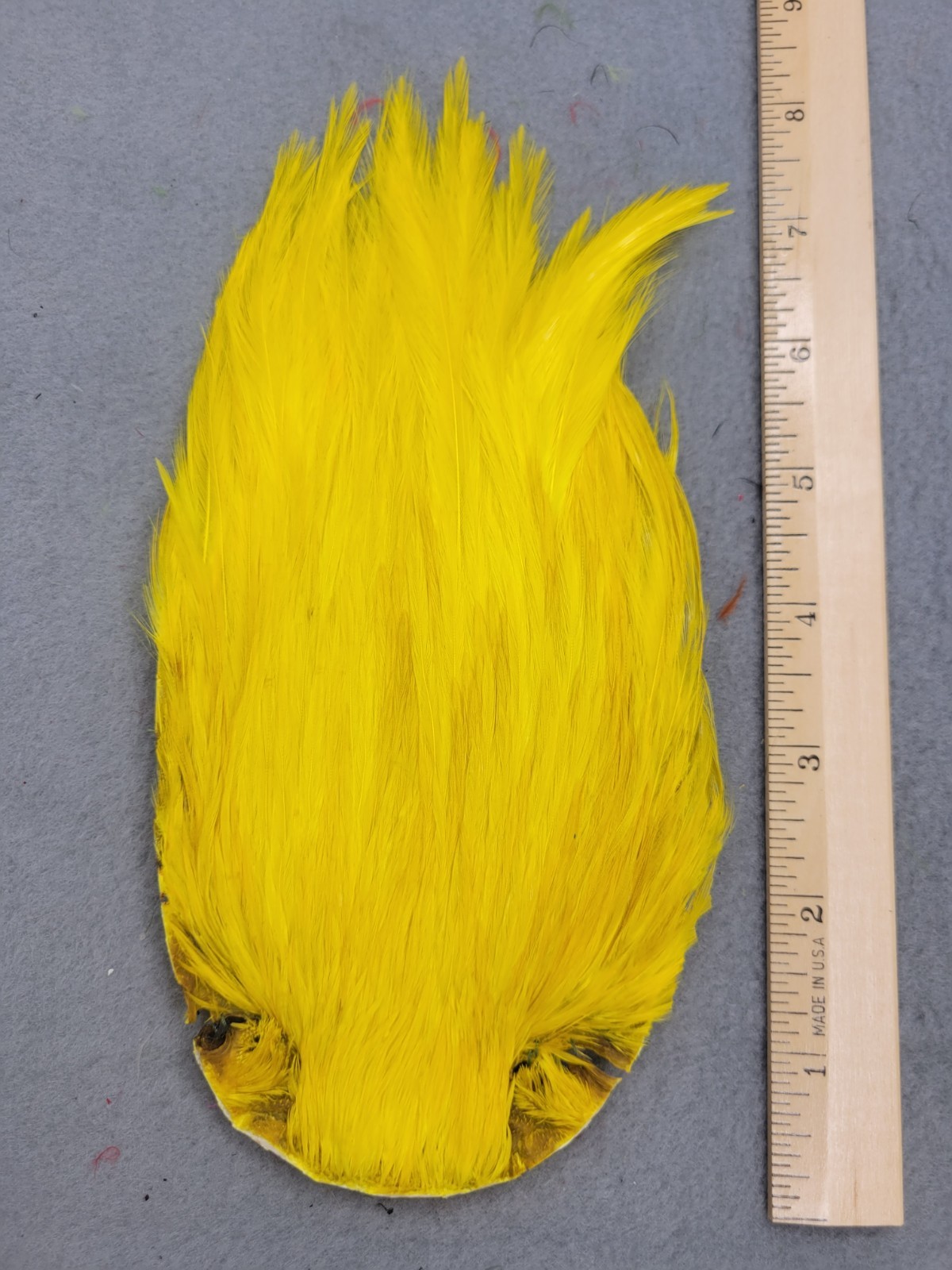 Lot 225,  Grade B,  DYED YELLOW India Rooster Streamer Neck Cape Feathers