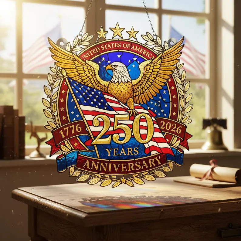 Suncatcher Acrylic USA 250th Anniversary Patriotic Window Decor