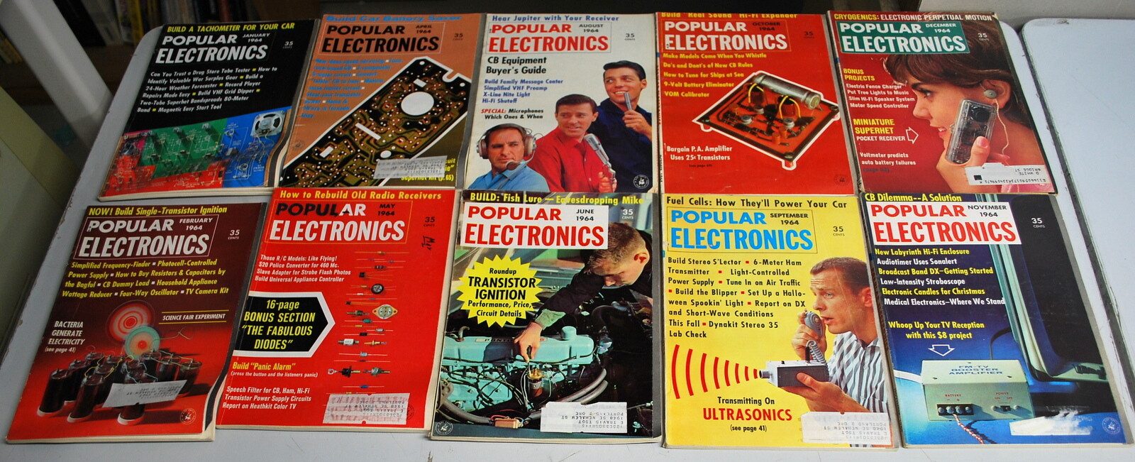 Rare Popular Electronics Magazine 10 Issues 1964  Ships Worldwide