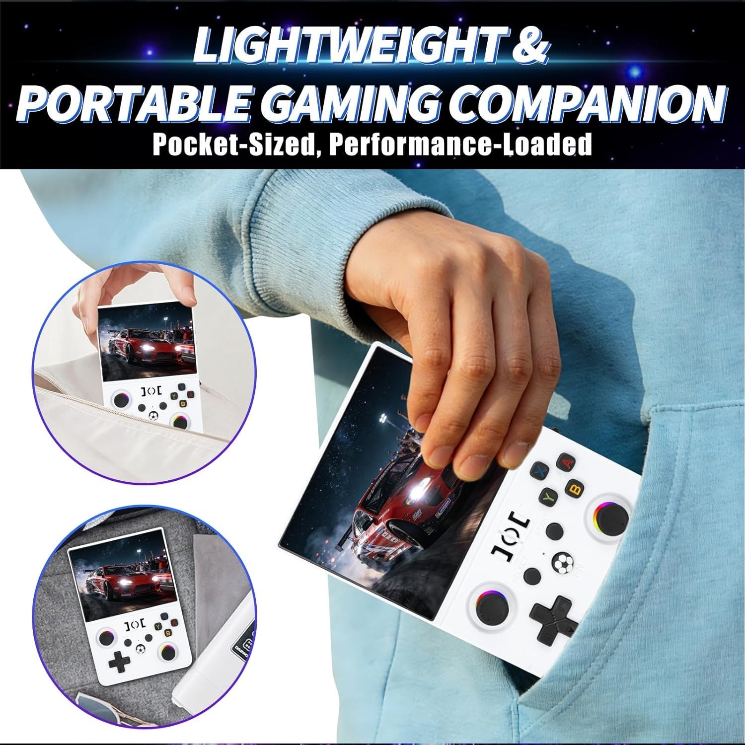 R36MAX 2 Retro Handheld Game Console, 4.5 Inch IPS HD Screen Inch, White