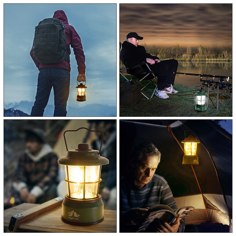 Night Cat LED Camping Lantern Battery Powered Lantern Stepless Dimming Switch