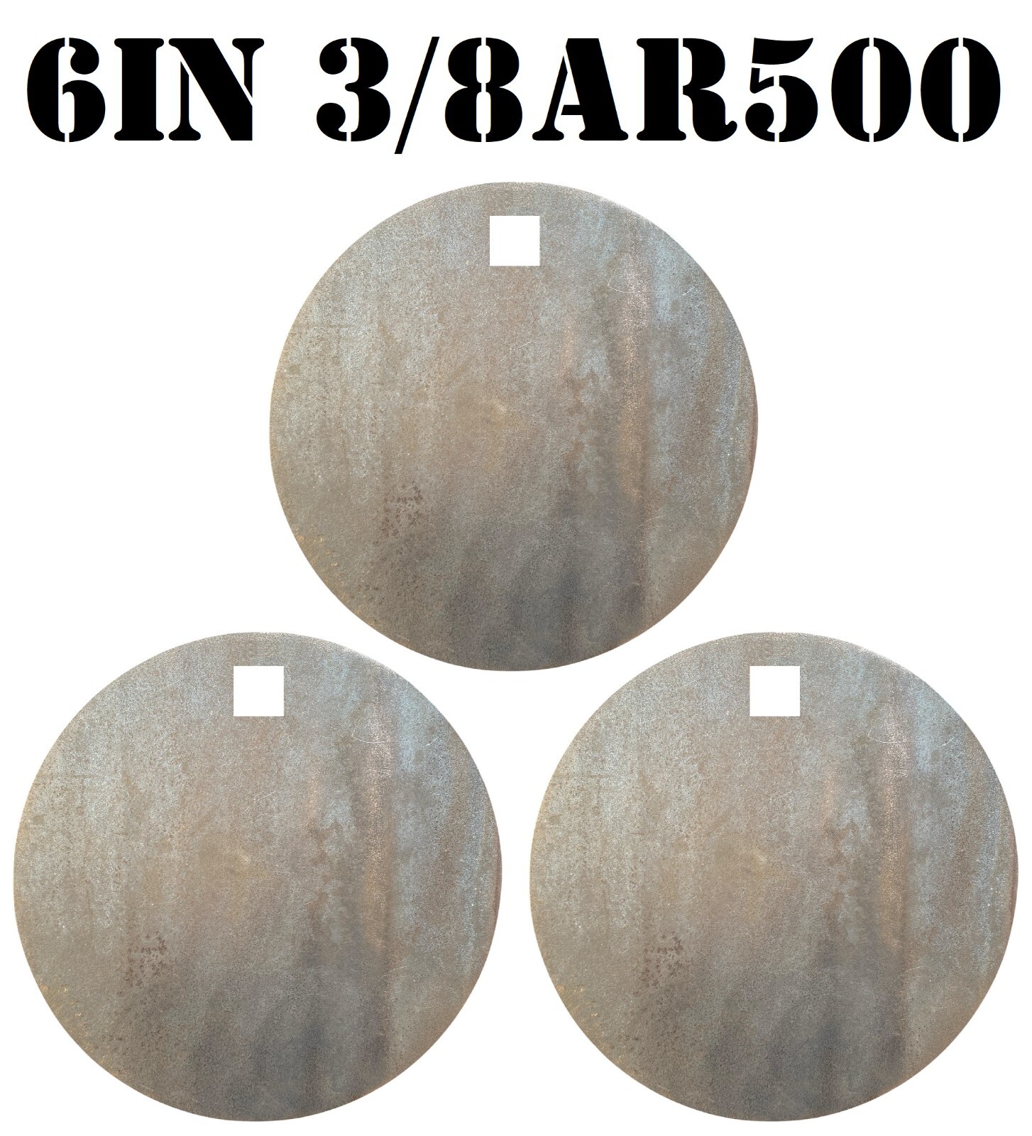 6in. 3/8in.Thk. AR500 Gong Steel Shooting Targets - 3pc. Metal Shooting Targets