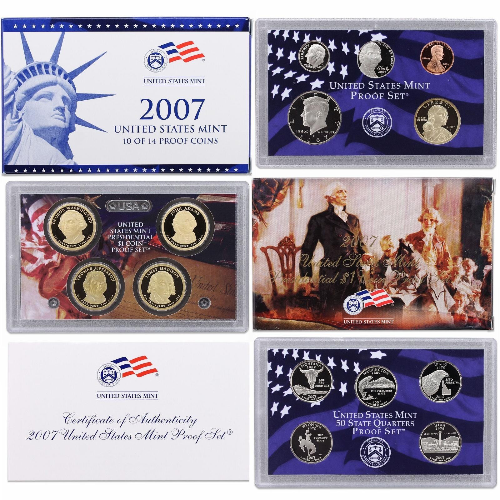 2007 S Proof Set Original Box & COA 14 Coins CN-Clad