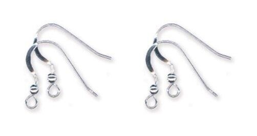 24 Solid Sterling SILVER 925 Ear Wires FRENCH HOOKS w/ Bead Ball + Coil EarWires