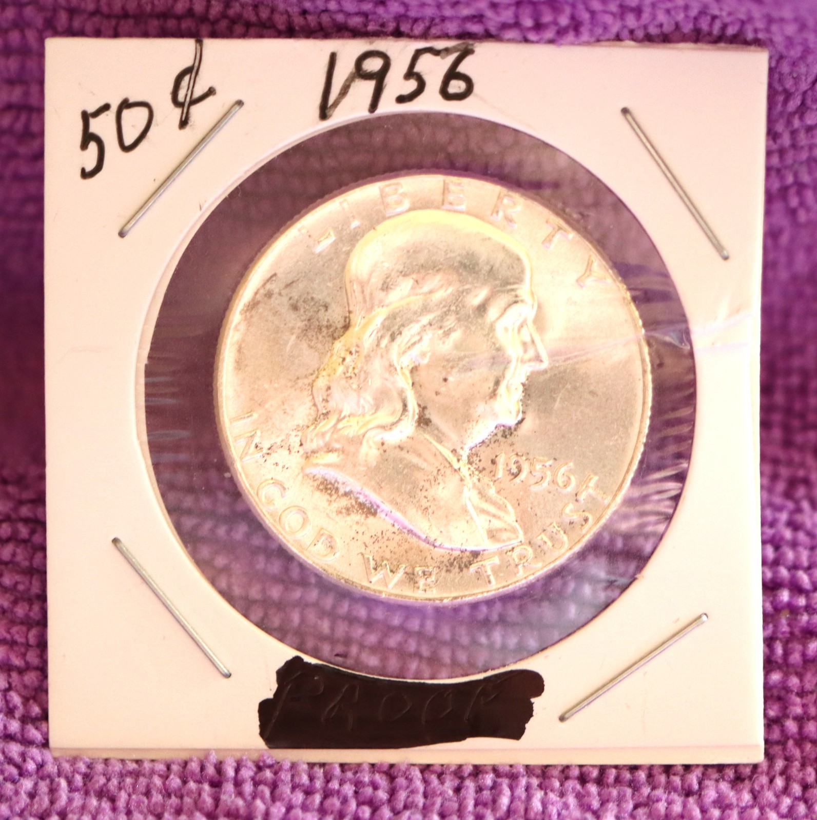 1956 FRANKLIN HALF DOLLAR SILVER COIN BU LIGHT TONING