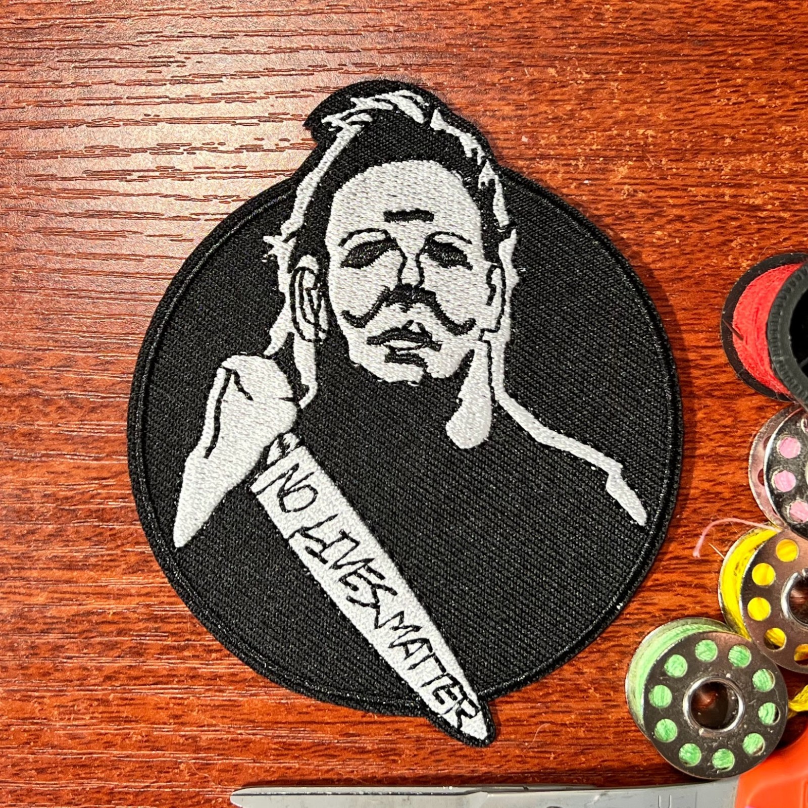 Halloween Michael Myers Patch No Lives Matter Horror Embroidered Iron On 3.75x3"