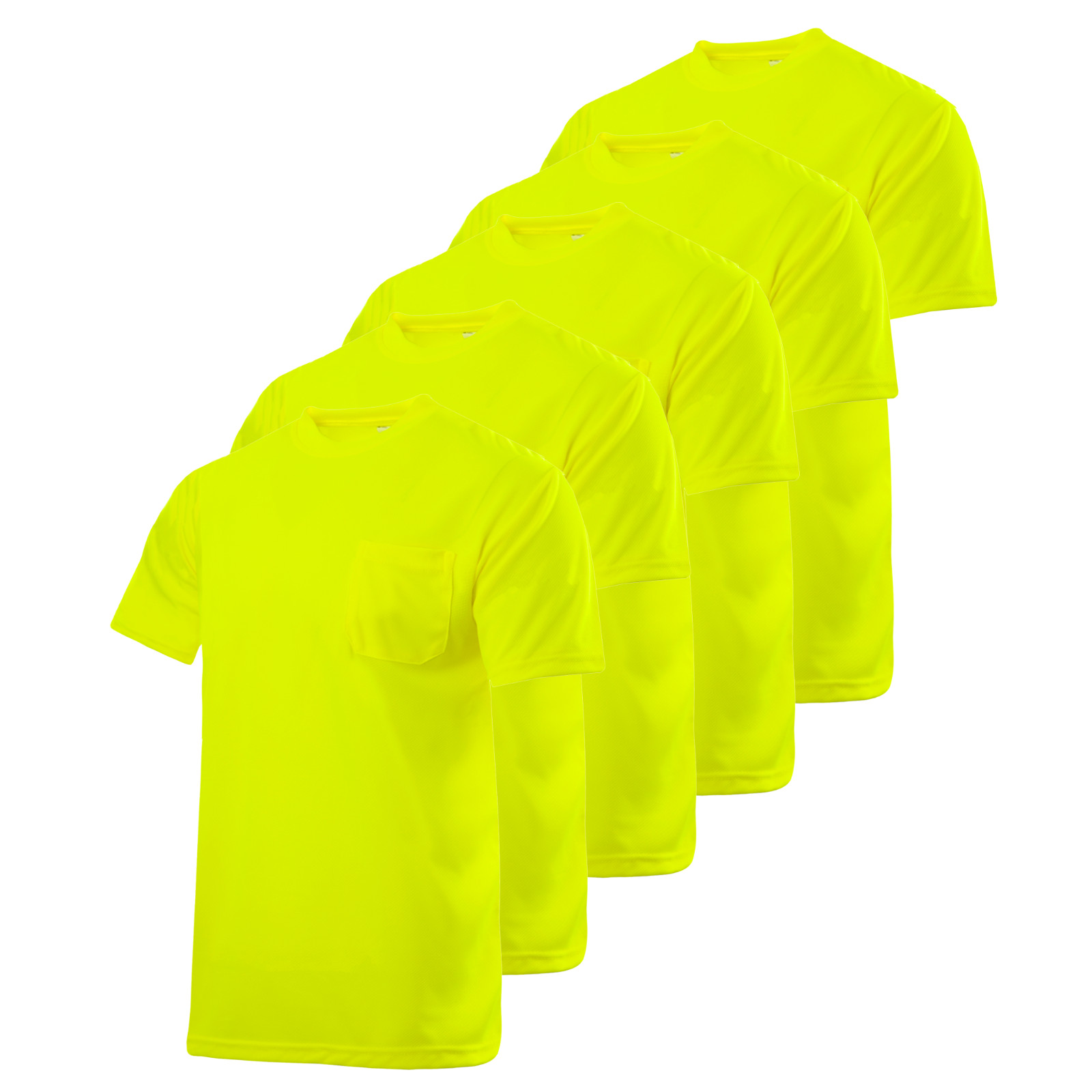 Hi Vis Safety T Shirts 5 Pack Fast Drying Work Sports Short Sleeve JORESTECH