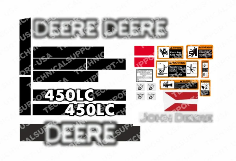Laminated External Decal Set for John Deere 450LC Excavator Vinyl Label Sticker