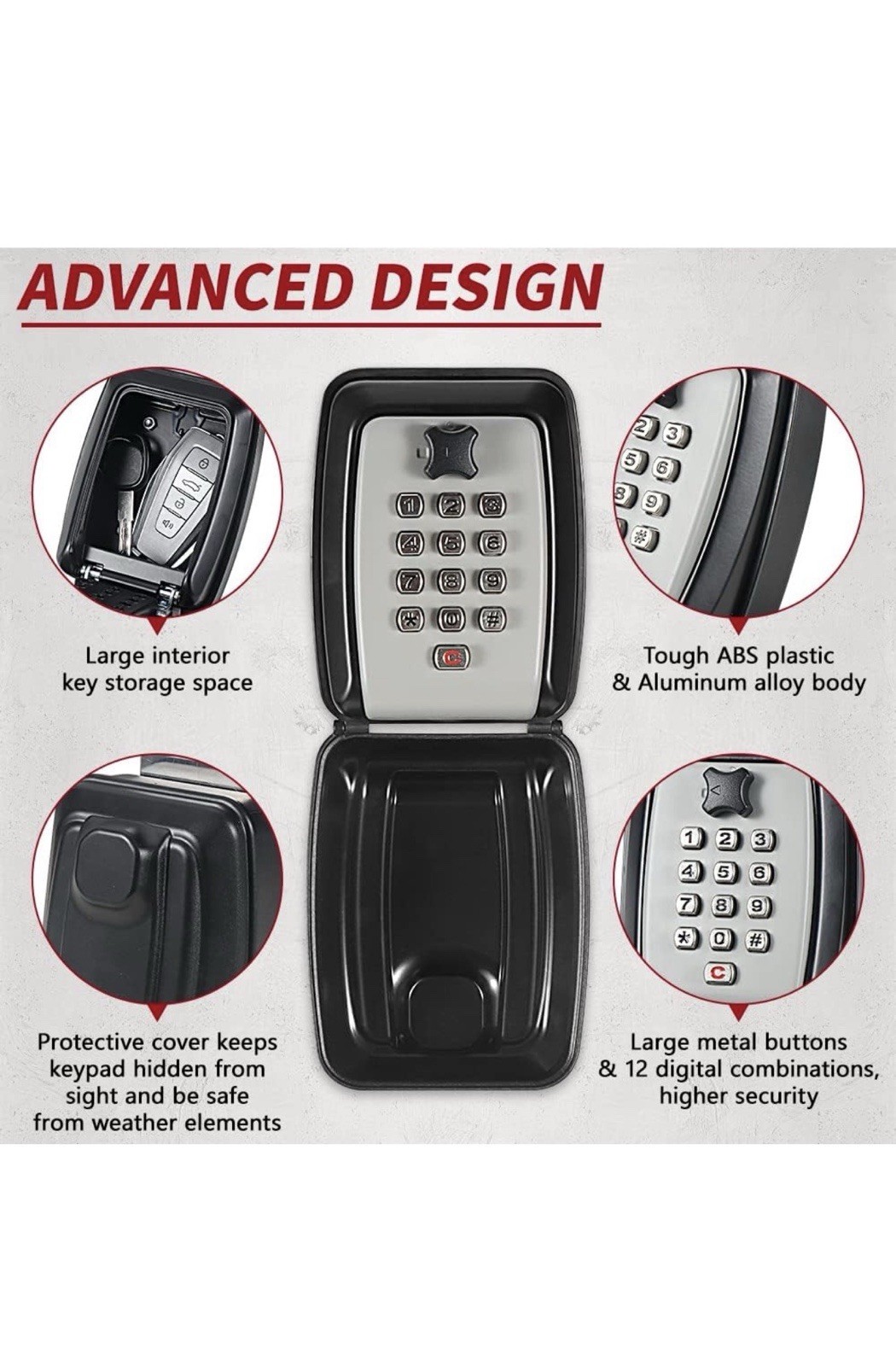 Car Window Punch Button 2 Lock Boxs, Black Portable Car 2 Key Lock Boxs