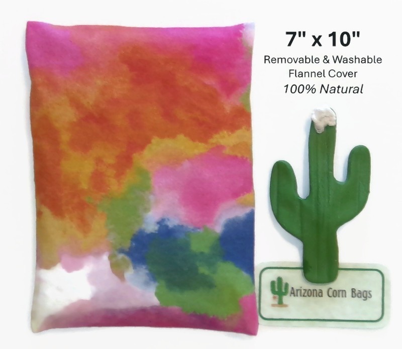 CORN Heating Bag Pad Pack w/WASHABLE Flannel Cover 7" x 10" ~100% Natural!
