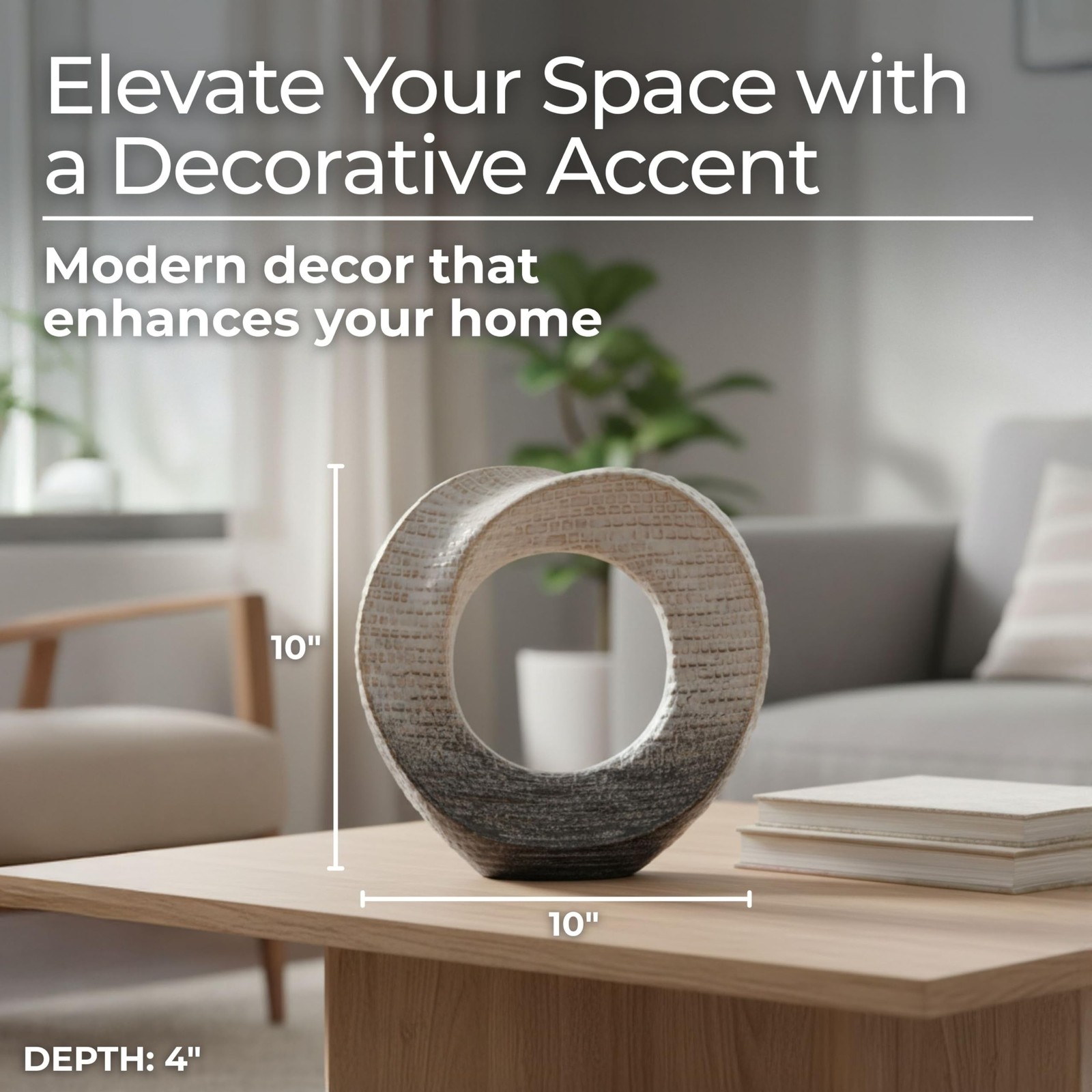 Decorative Sculpture Table Top – Modern Coffee Table Decor, Ceramic & Ston