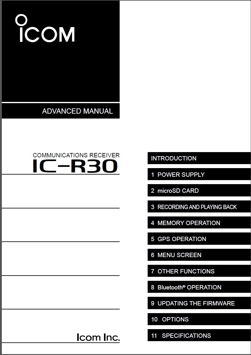 Icom IC-R30 Advanced Manual: 203 Pages, Coil Bound, Color,  Free Shipping