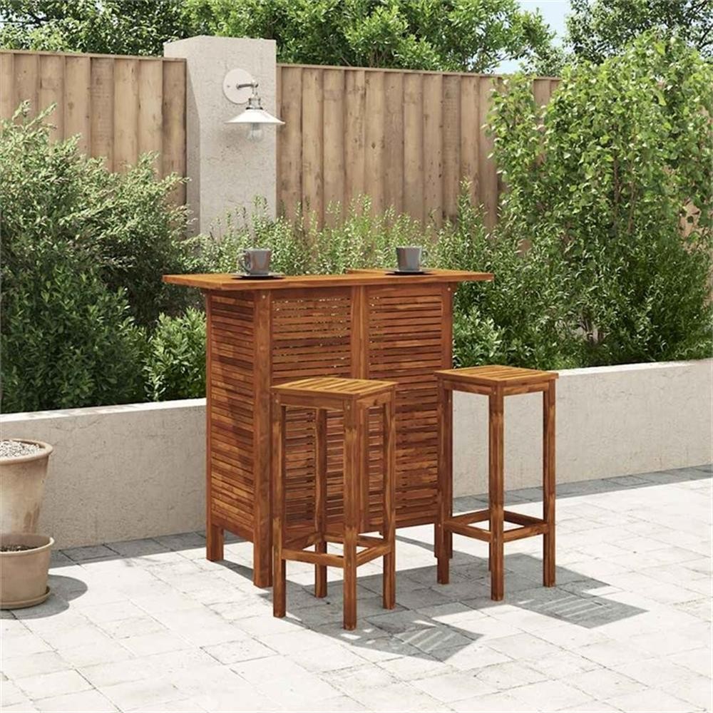 Pemberly Row 43.3X19.7X41.3" Solid Acacia Wood Bar Table in Brown