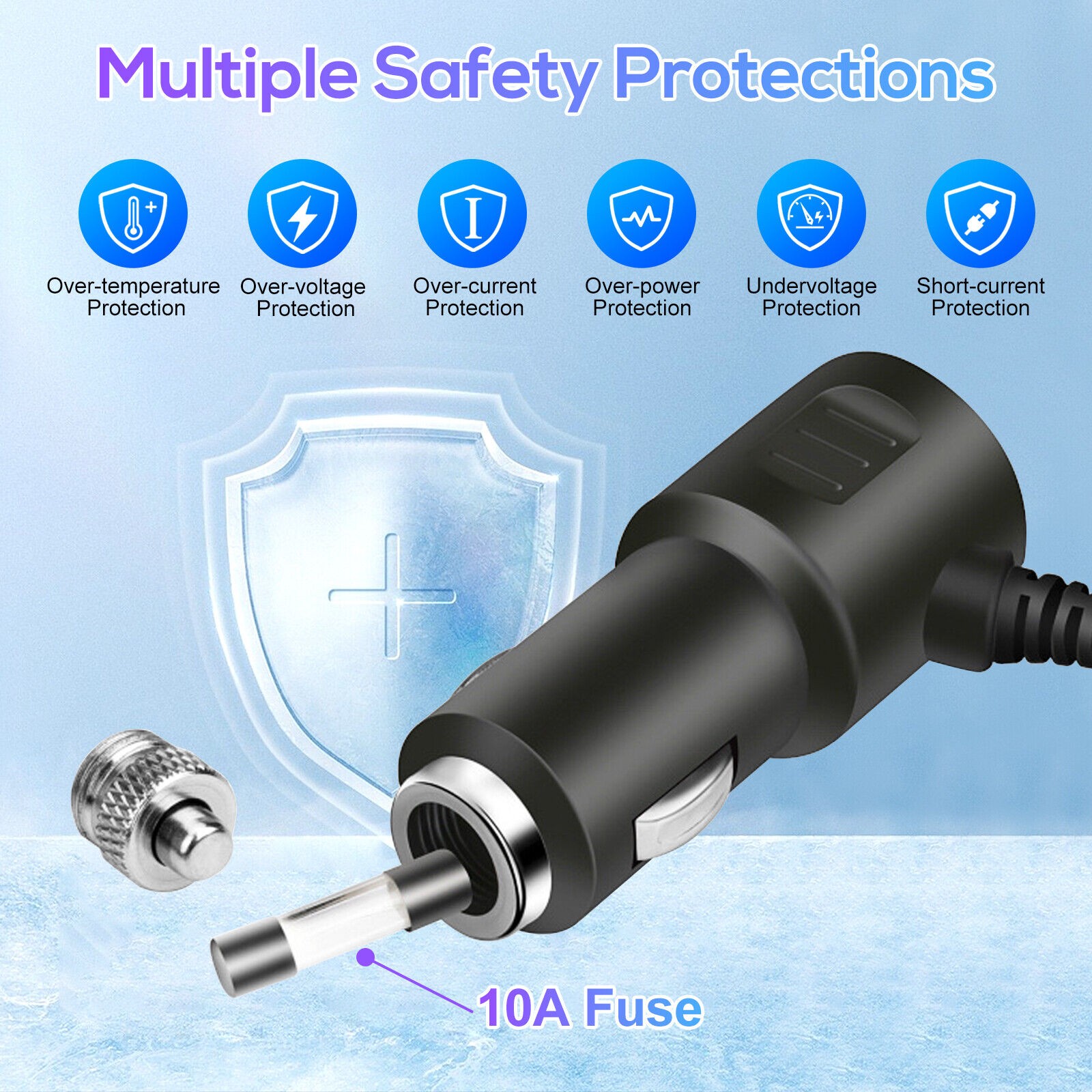4-Socket Car Cigarette Lighter Splitter USB Fast Charger Power Adapter 12V