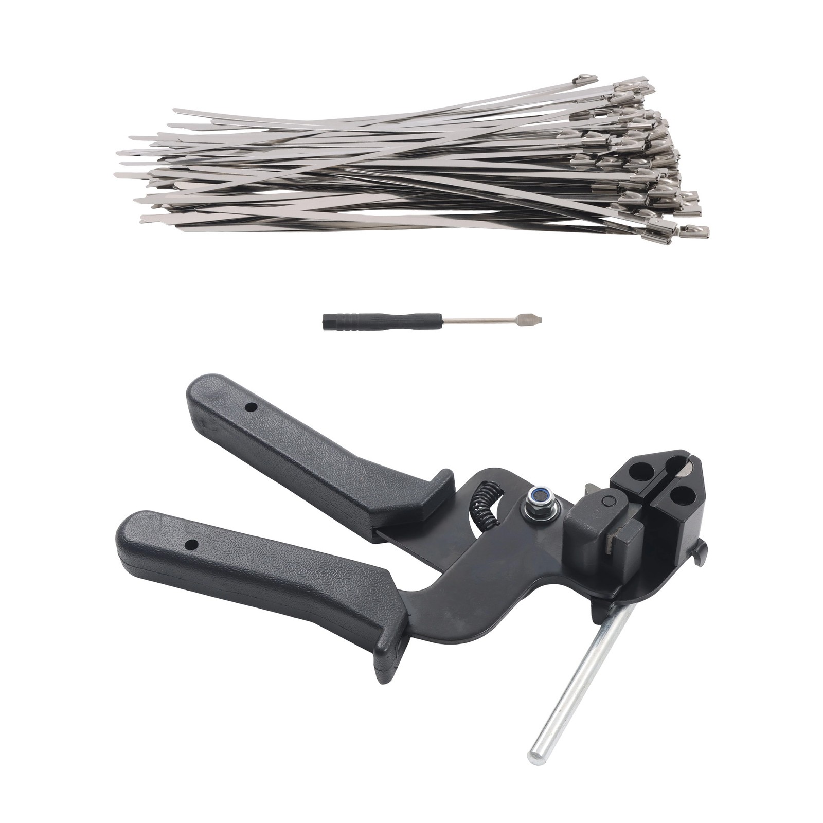 304 Stainless Steel Cable Tie Gun + 50pcs Metal Zip Ties Self-locking 5.9"