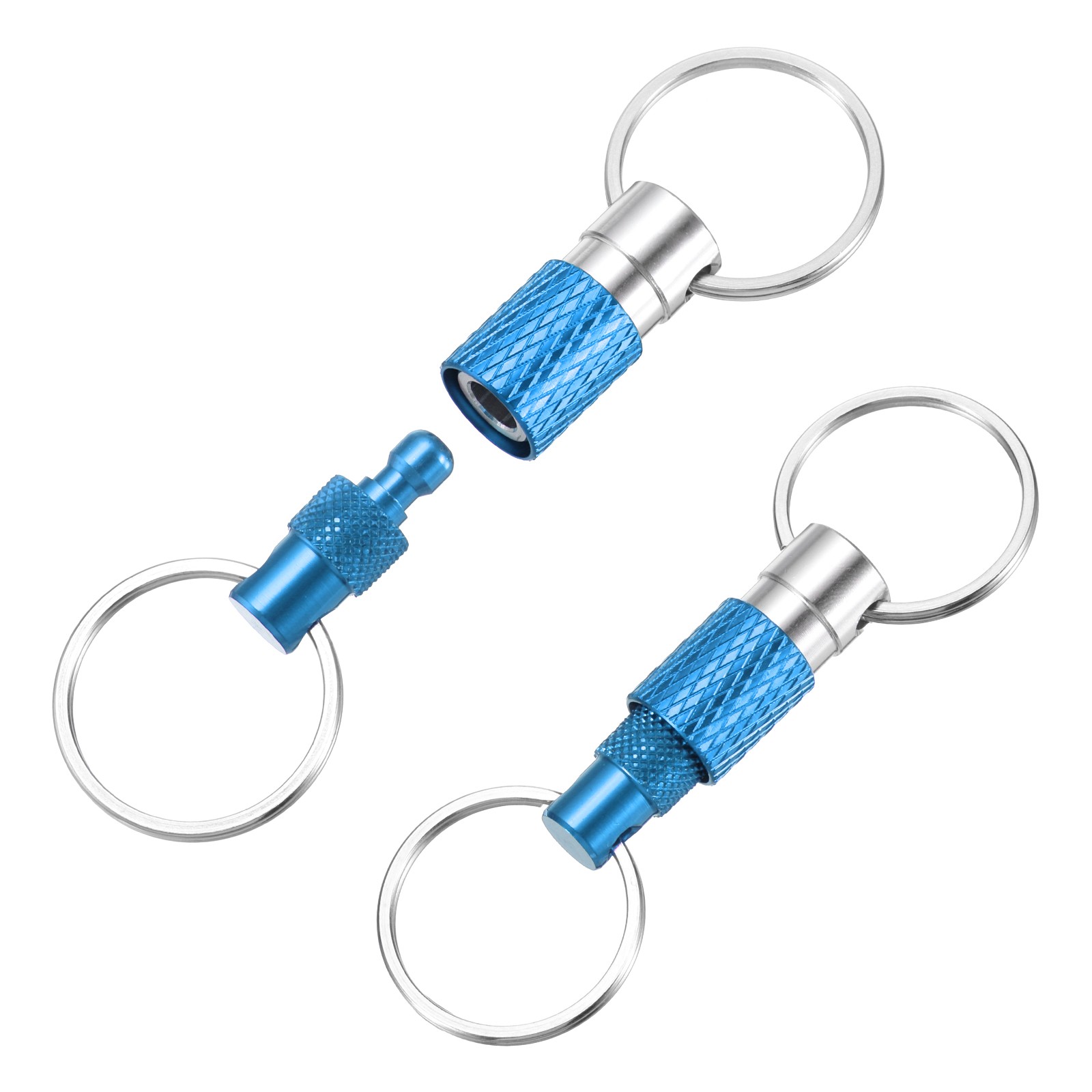 2 Pack Quick Release Keychain Pull Apart Detachable Swivel Keychain, Light Blue