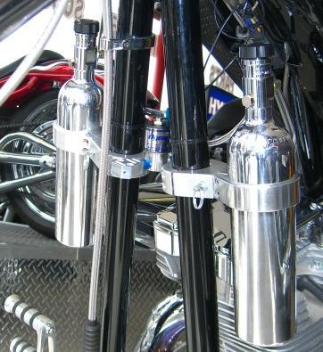 Harley Davidson Nitrous oxide System Twin Bottle, polished, billet brackets EFI