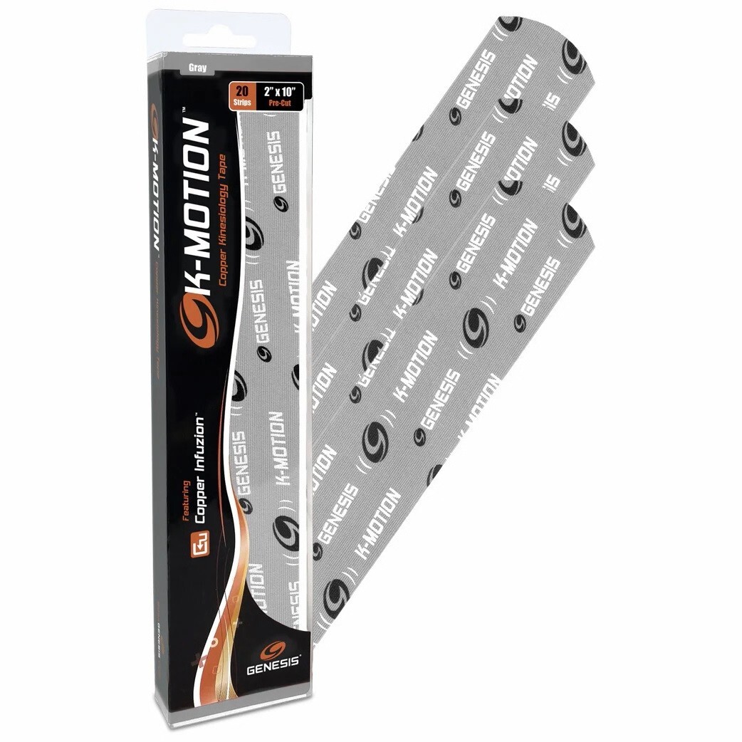 Genesis Bowling K-Motion Premium Kinesiology Tape 20 Piece Pre-cut Pack Gray