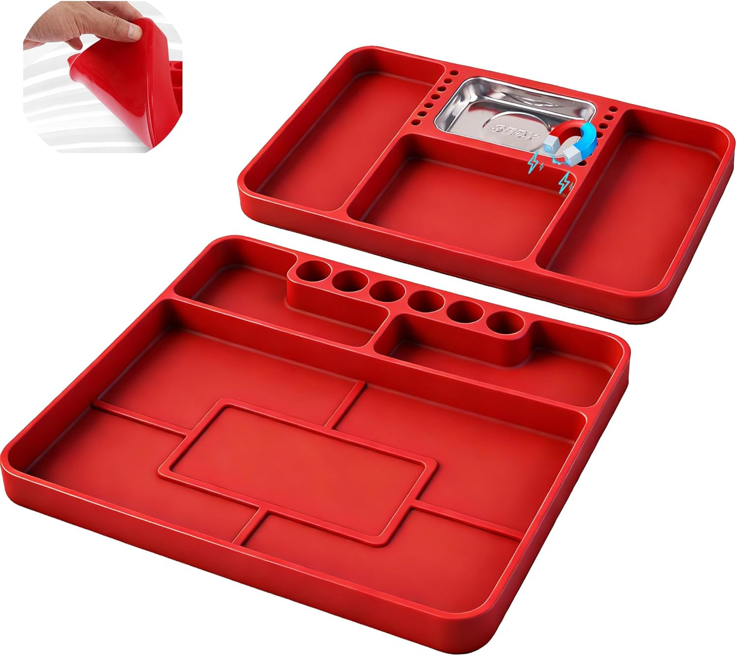 SEDY Premium Silicone Tool Tray, Automotive Non-Slip Flexible Silicone Tool Tray