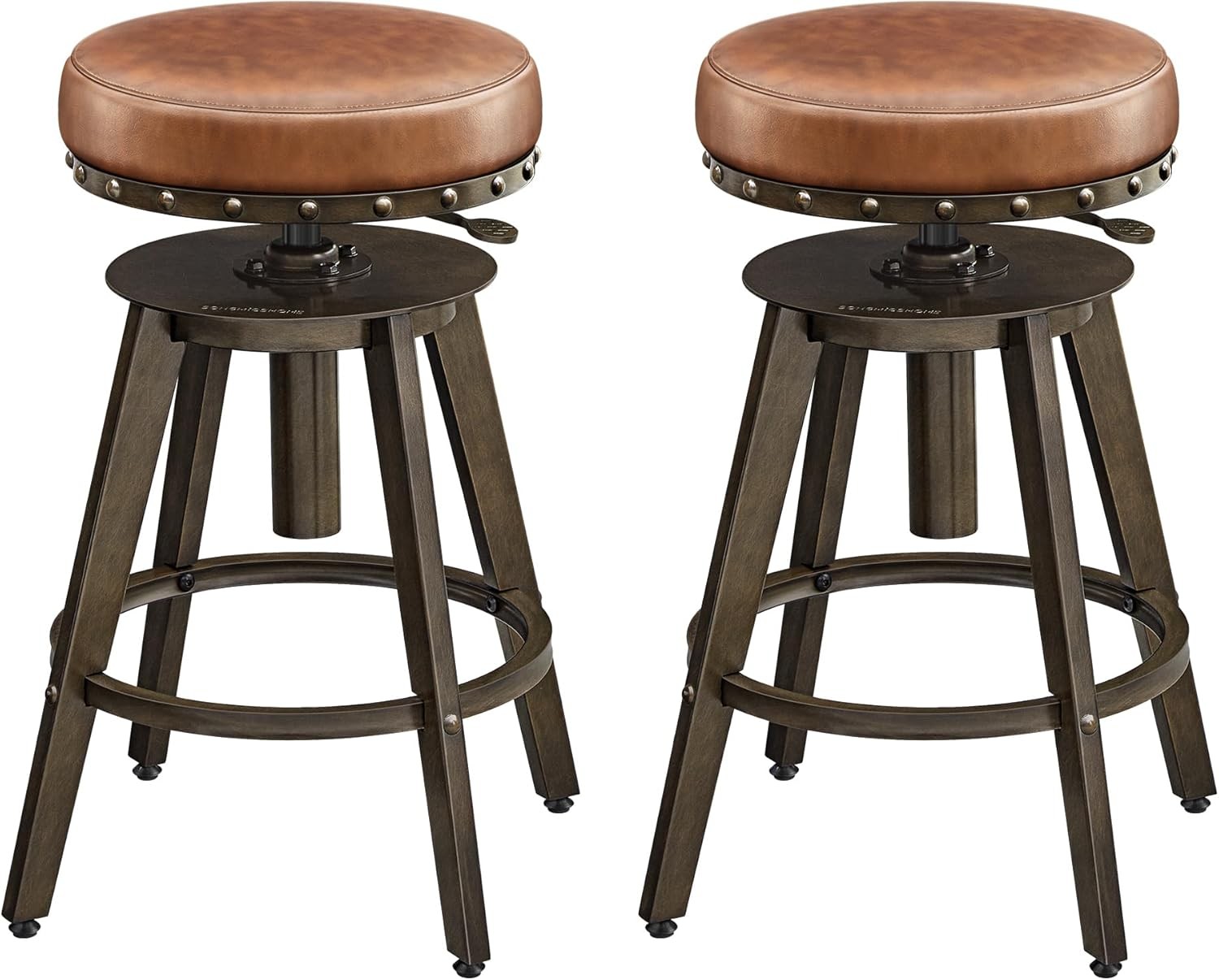 360° Swivel Bar Stools Set of 2 Barstools W/ Curved Back Upholstered Counter Bar
