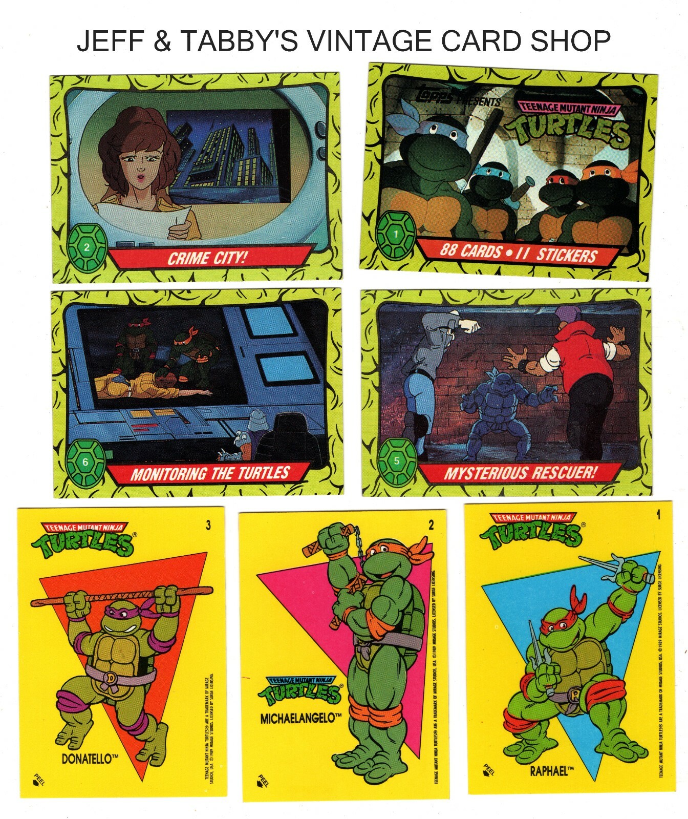 1989 TOPPS TEENAGE MUTANT NINJA TURTLES CARDS & STICKERS / SEE DROP DOWN MENU
