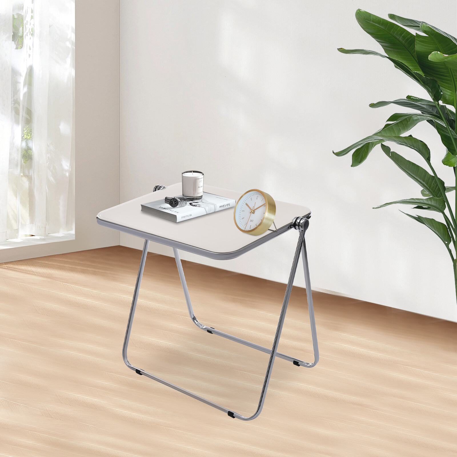 Foldable Acrylic Tray Table, Modern TV Tray, Small Folding Desk Space-Saving
