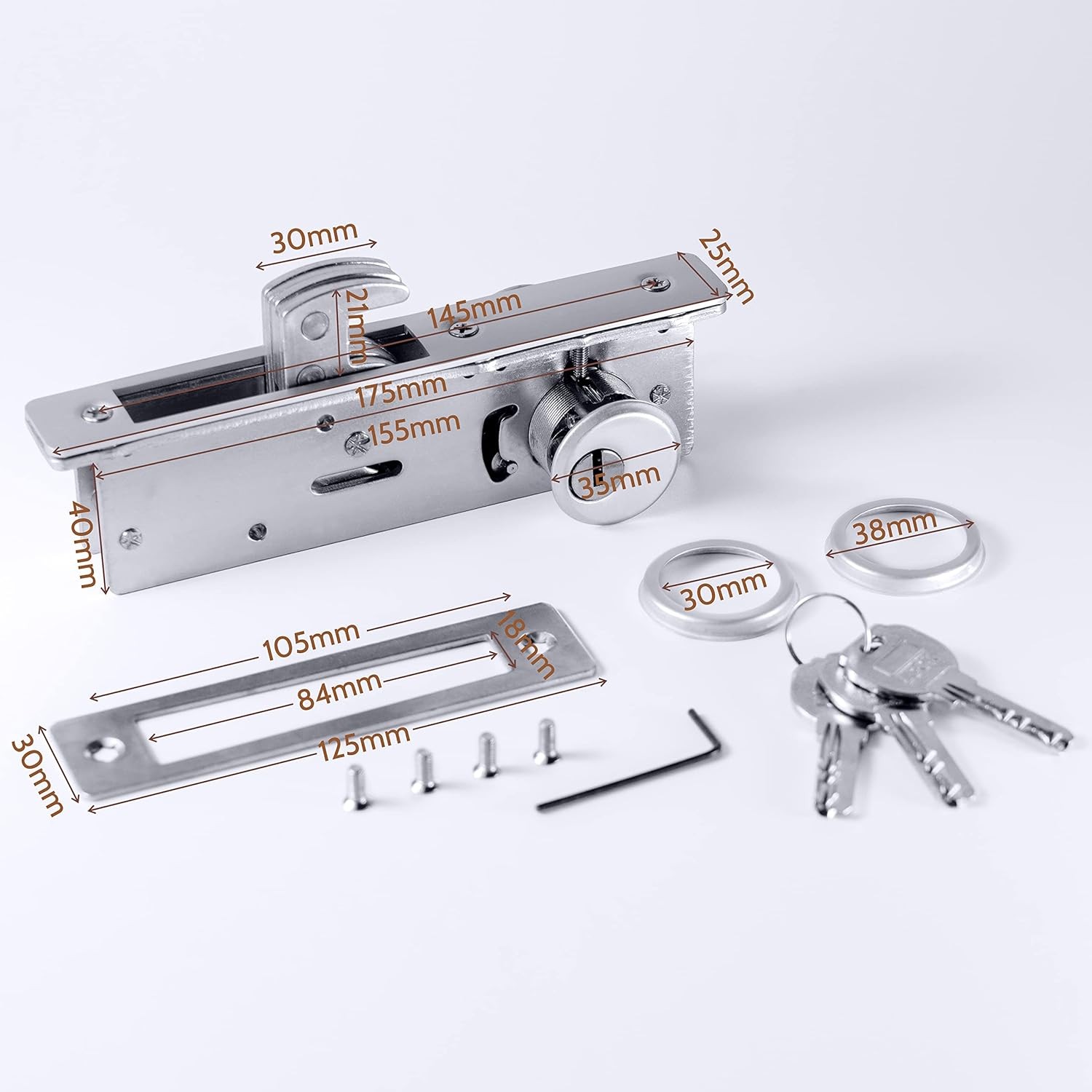 UpJia Flarish Door Lock - Mortise Deadbolt 1-1/8" backset hook deadbolt