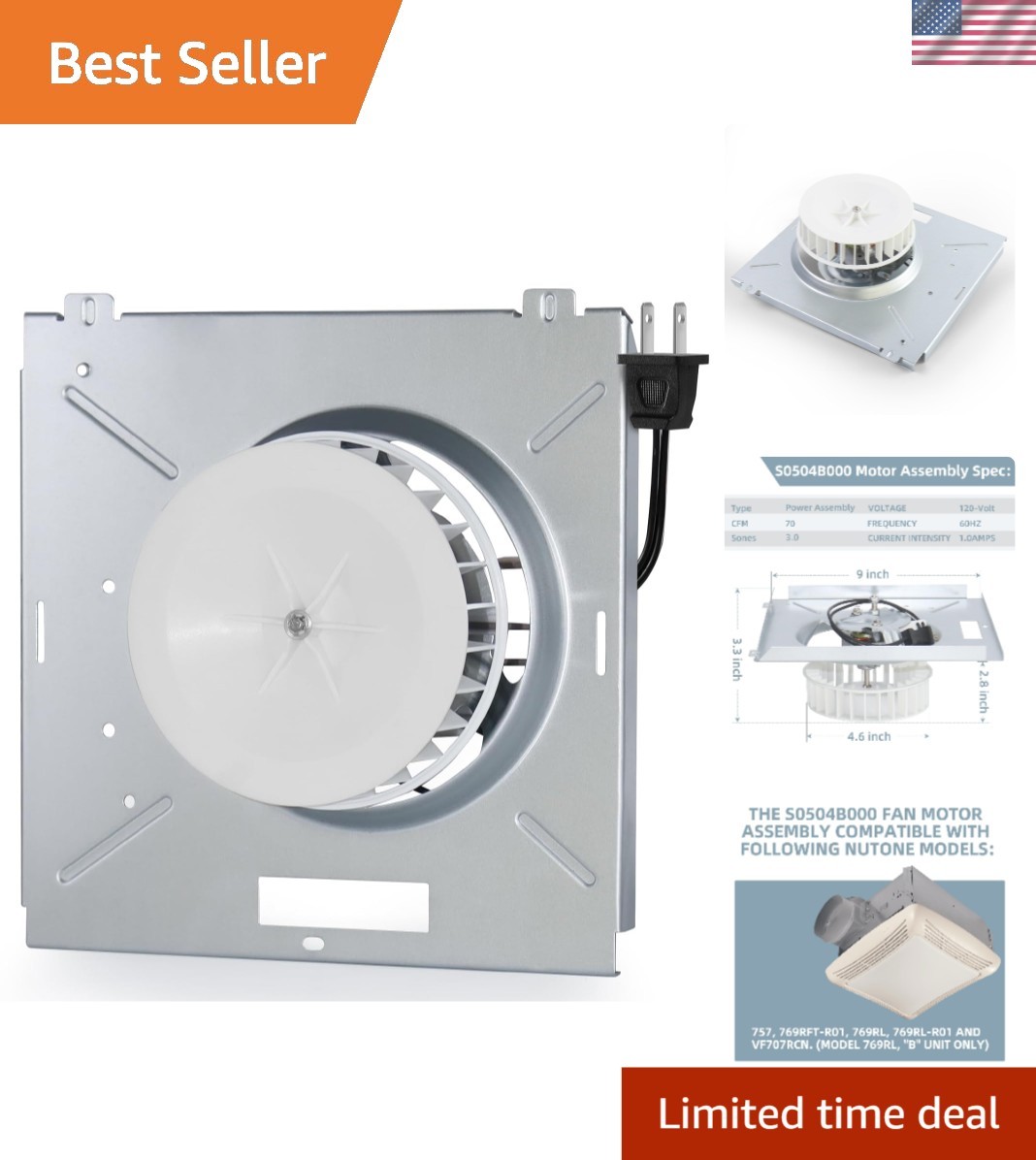 Versatile NuTone S0504B000 Replacement Motor – Improves Air Quality & Comfort