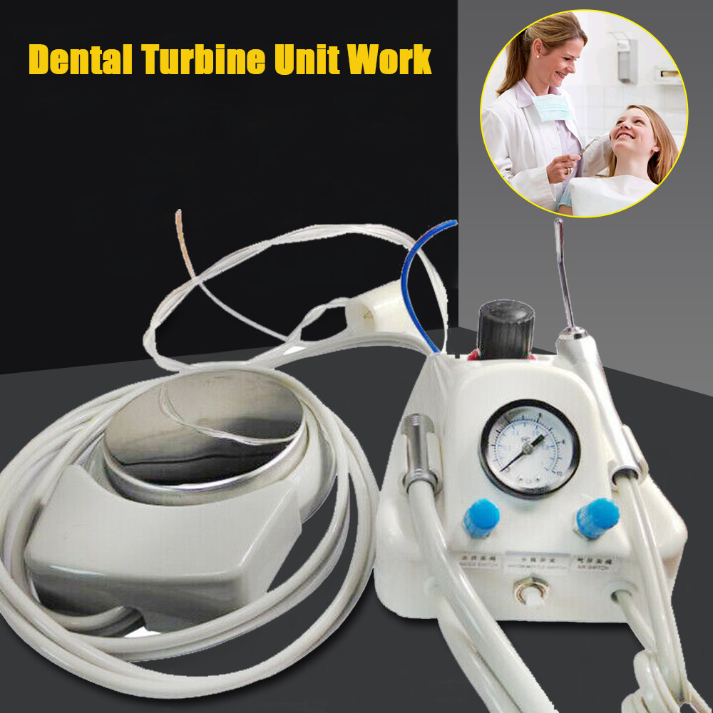 4-Hole Portable Dental Handpiece Compressor Turbine Unit 3 Way Air Water Syringe