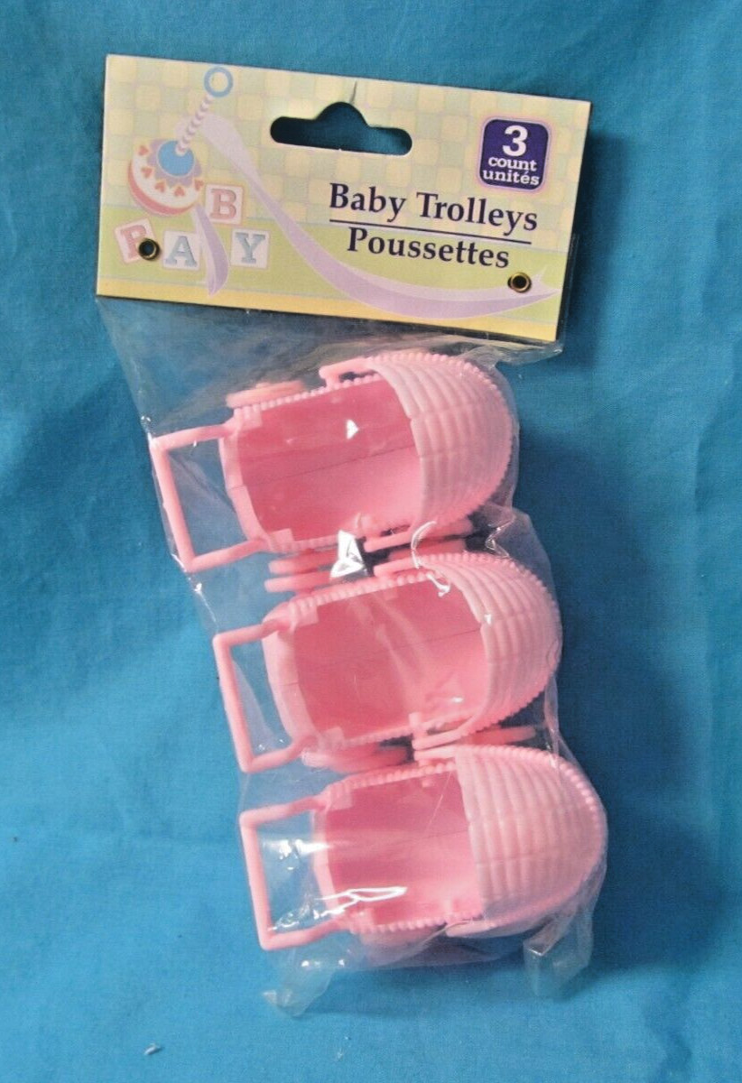 Plastic Pink Baby Buggy baby shower cake toppers