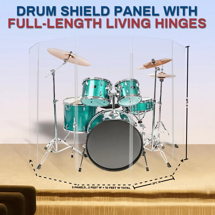 Drum Shield 2ft. x 6 ft. Panels,Clear Acrylic Drum Shield for Drum Cage,Drum Kit