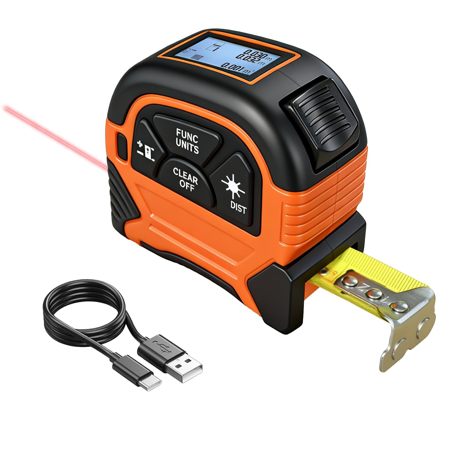 2-in-1 Laser Tape Measure 197Ft Laser &16Ft Measuring Tape Digital Tape Measure