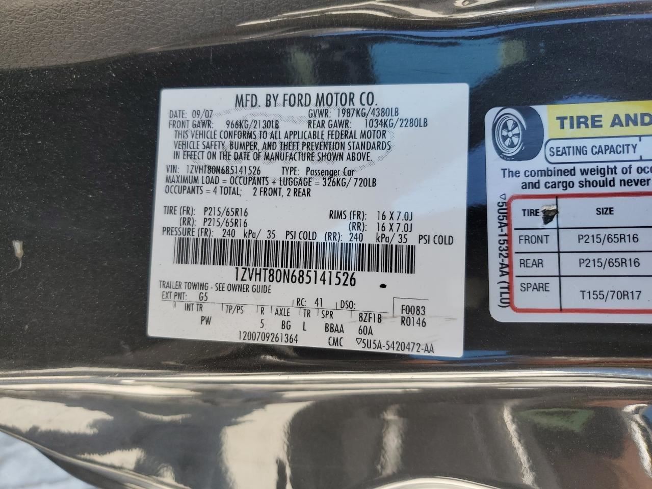 MUSTANG 2008 Glove Box 4859772